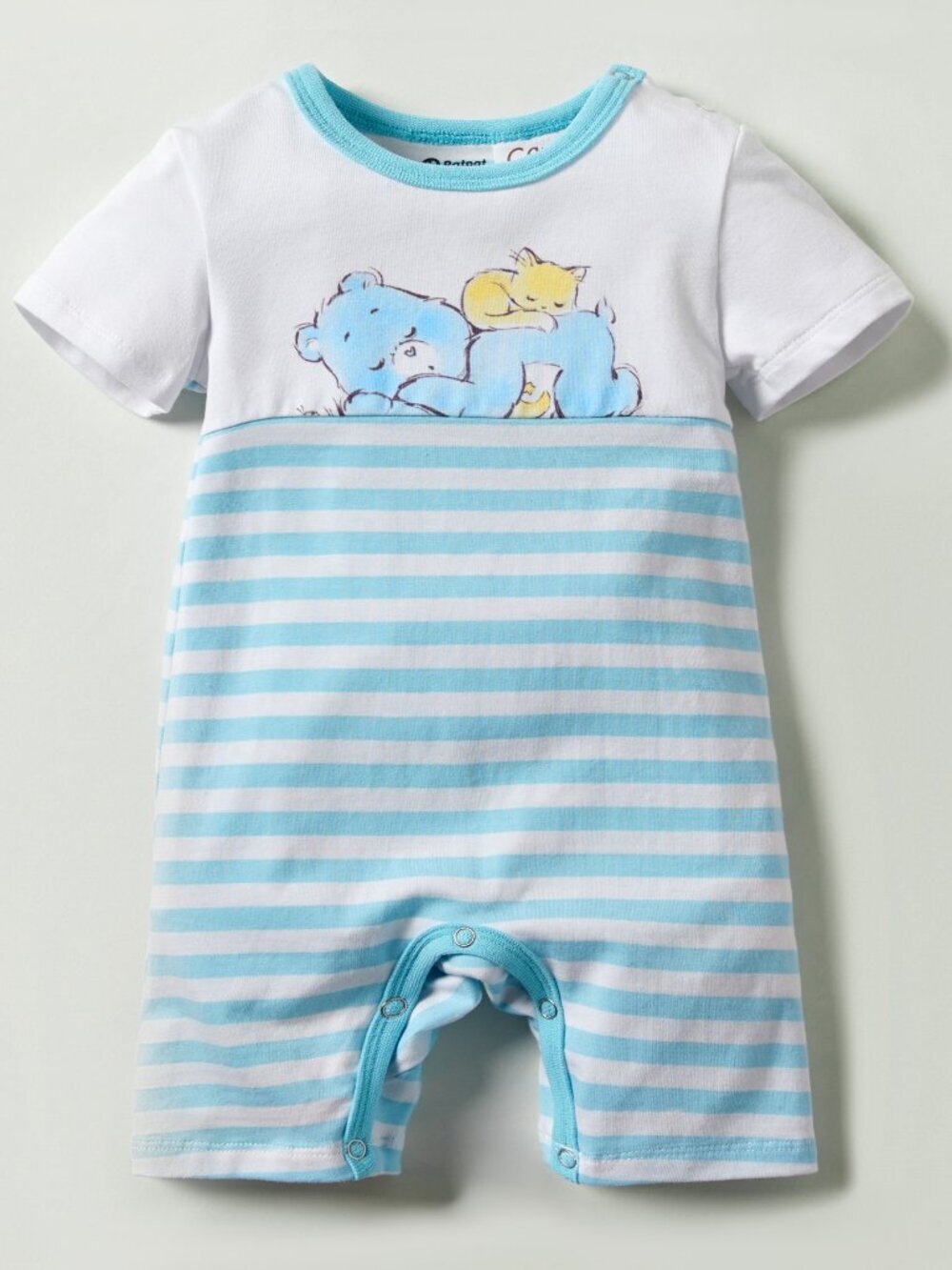Care Bears Bedtime Bear Blue Striped Romper 3-6 months NWT
